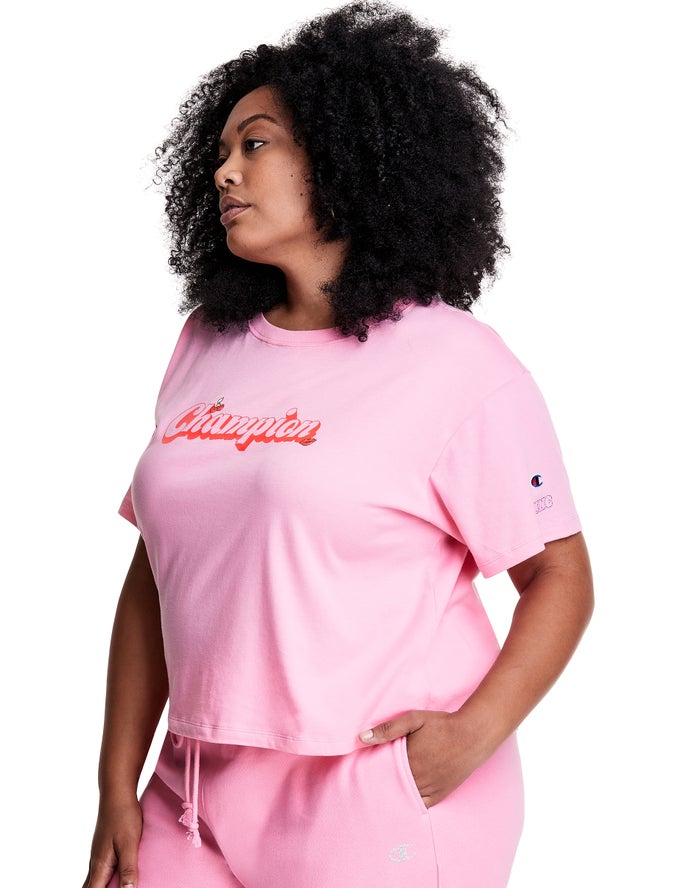 Champion Knc Beauty Plus Lightweight Cropped T-Shirt Dames - Roze - Belgie 4536MGXOB